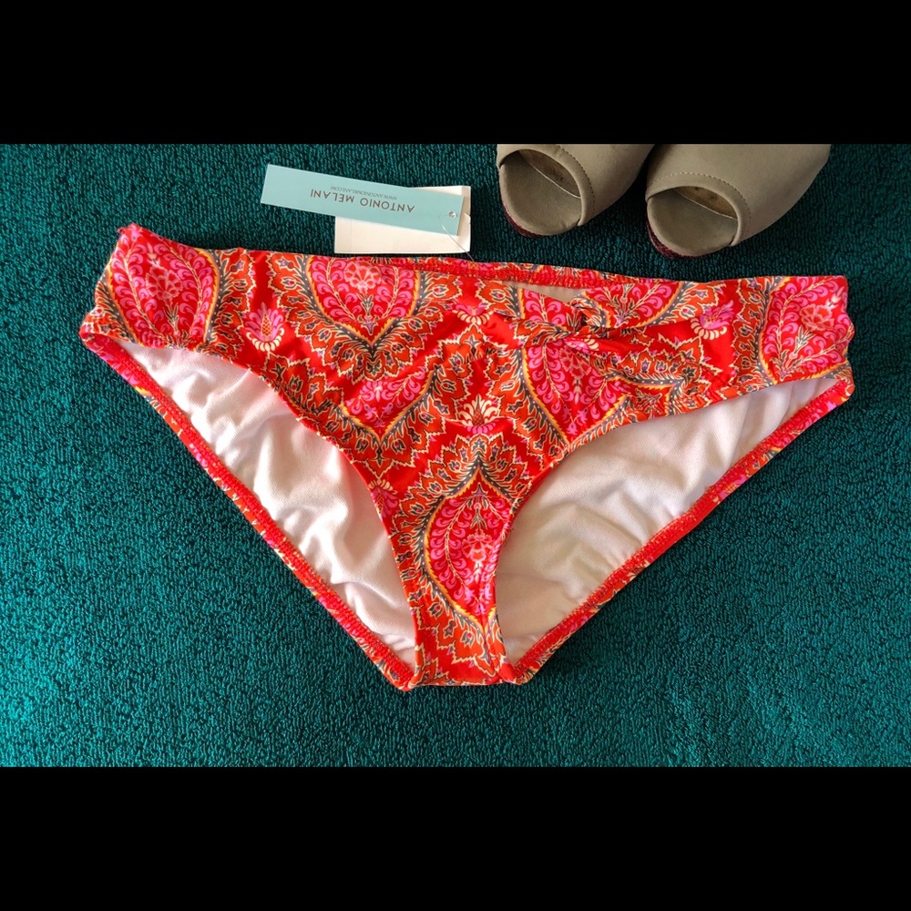 Antonio Melani Red Twist Bikini Bottom Size 14 NWT Plus Swimwear